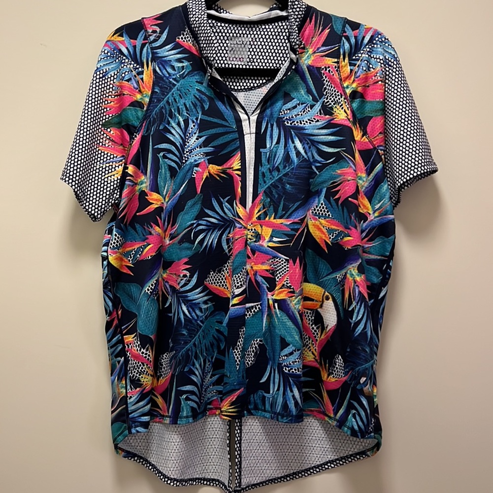 Lucky In Love Bird of Paradise Floral Print Top Sz.M